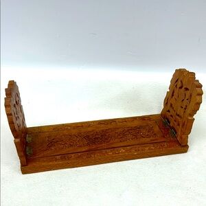 Vintage hand carved in India  expandable wooden bookends